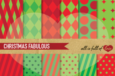 Christmas Geometric background Patterns Red and Green