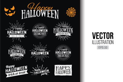 Happy Halloween Logo set. 9 labels