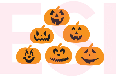Pumpkin Jack O Lantern Faces - SVG, DXF, EPS, PNG - Cutting Files