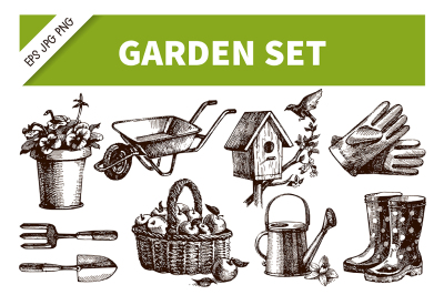 Garden Hand Drawn Vector Set