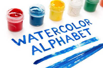 Hand drawn watercolor alphabet