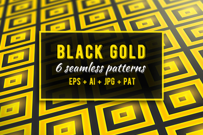Black Gold 6 Seamless Patterns Set
