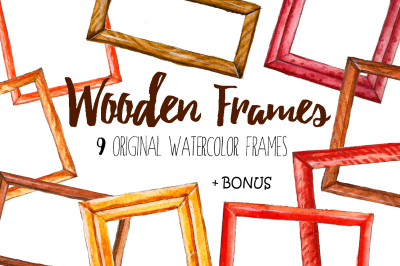 Watercolor wooden frames