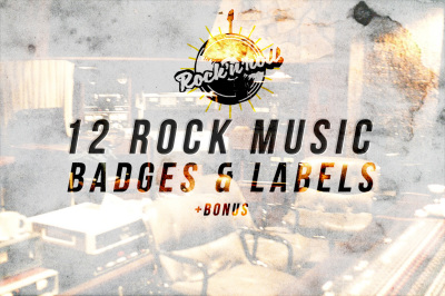 ROCK MUSIC BADGES & LABELS + BONUS