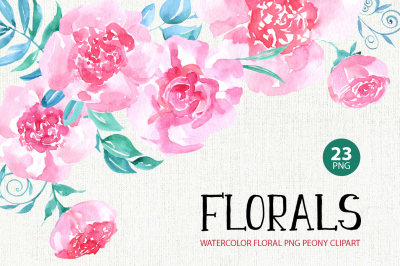 Watercolor pink flowers 23 png clipart