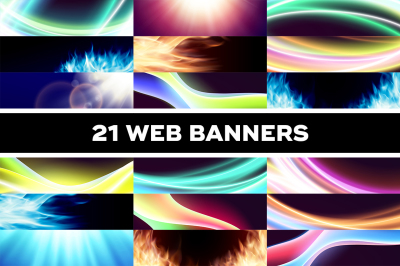 Web banners set with light effects