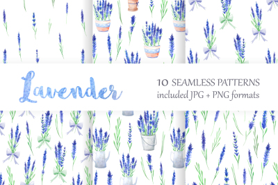 Lavender Watercolor Seamless Patterns
