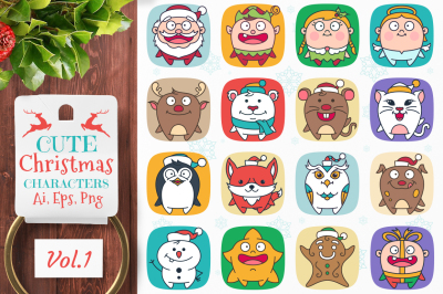 Cute Flat Christmas Characters Vol.1