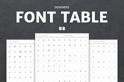 Designers Font Table 
