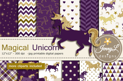 Unicorn Digital Papers & Clipart