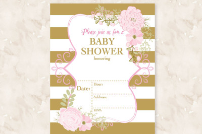 Baby Shower Template gold pink 
