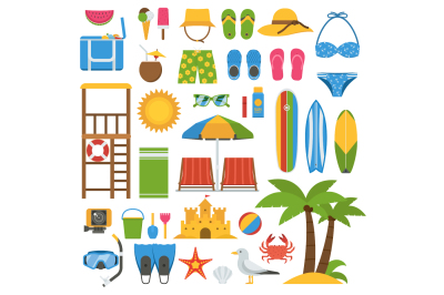 Summer Beach Icon Elements Set