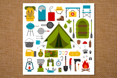 Camping Icons and Hiking Gear
