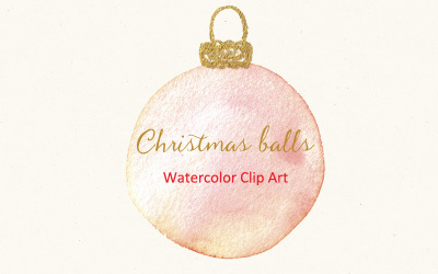 Christmas balls. Watercolor Clipart