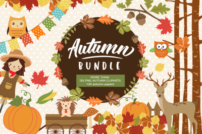 Autumn Clipart Bundle - 138 cliparts