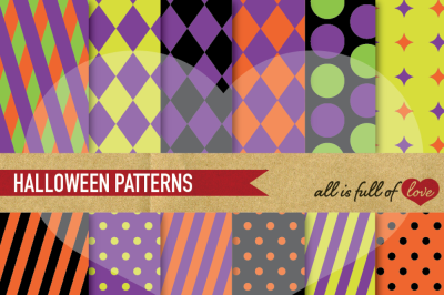 Halloween Patterns Trick or Treat Digital Backgrounds