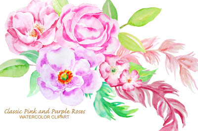 Watercolor Classic Rose Clip Art