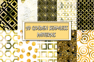 10 Watercolor Golden Patterns