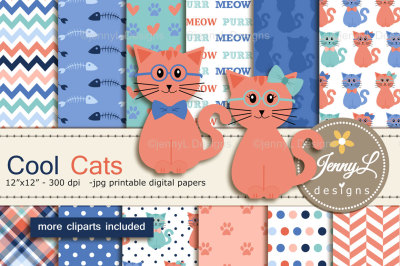 Cat Digital Papers and Clipart