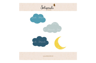 Clouds and Moon - SVG and DXF Cut Files - for Cricut, Silhouette, Die Cut Machines // scrapbooking // paper crafts // solipandi // #180