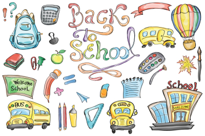 Back to School Set Clipart &amp; Vector