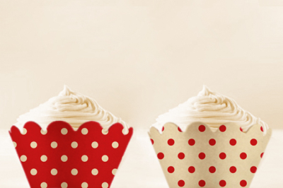 Red Polka Dots Cupcake Wrappers to Print
