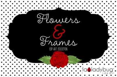 Flowers and Frames. Clip art collection. 