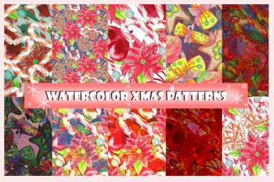 Watercolor Christmas patterns