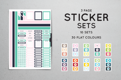 Planner Sticker Sets - Flat Colours