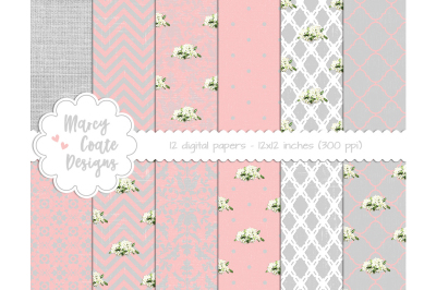 Shabby Pink &amp; Grey Backgrounds