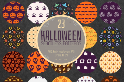 23 Halloween Seamless Patterns Pack
