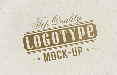 Top quality Logotype mock up - gold letterpress on white chalk paper