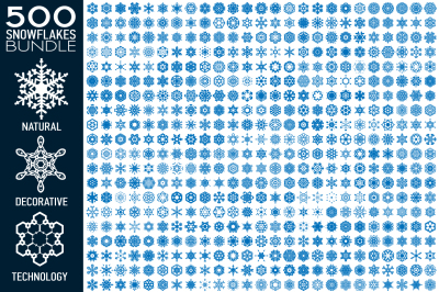 500 Snowflake Vector Shapes Bundle