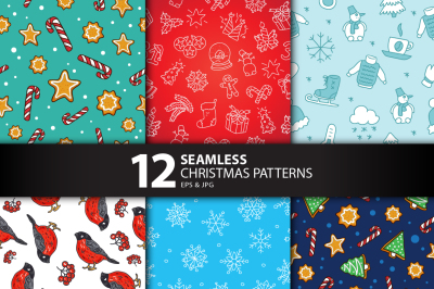 12 Seamless Christmas Patterns