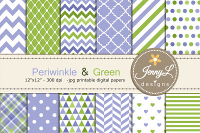Periwinkle and Green Digital Papers