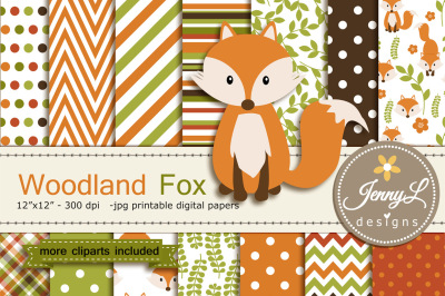 Fall Fox digital Papers and Clipart