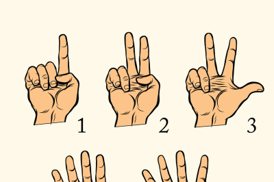 Set of hand gestures count 1 2 3 4 and 5