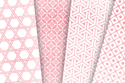 Pink Japanese watercolor patterns seamless Digital Scrapbook