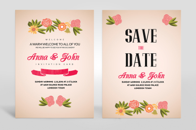 Pink Invitation Pack Templates