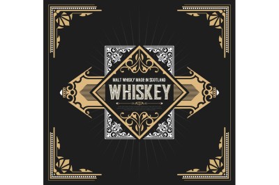 Vintage label design for Whiskey and Wine label, Restaurant banner, Beer label. Vector illustration