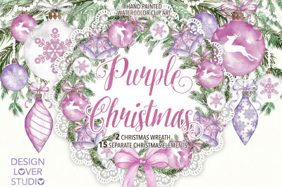 Watercolor "Purple Christmas"
