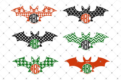 Patterned Halloween Bats Monogram Frames Files
