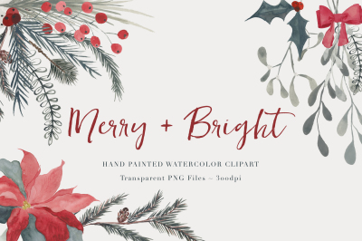 Christmas Watercolor Clipart 