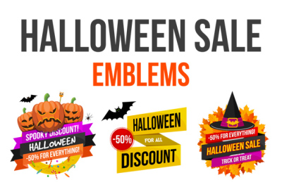Halloween Sale Emblems Set