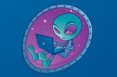 Alien With Laptop Computer