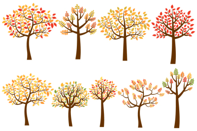 Fall trees clipart, Digital autumn tree
