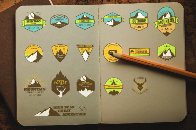 18 Vintage Mountain Badges