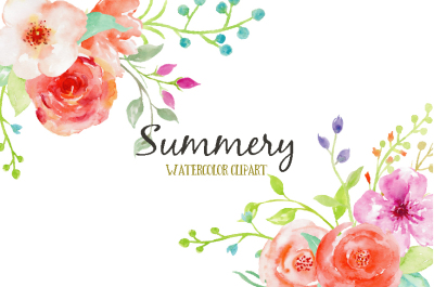 Watercolor Clipart Summery
