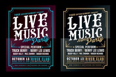 Live Music Typography Poster Flyer