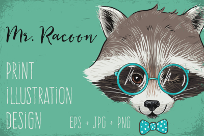 Mr. Raccoon print illustration